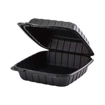 Karat Earth 8" x 8" Black Mineral Filled PP Plastic Eco-Friendly Clamshell - 200 Count