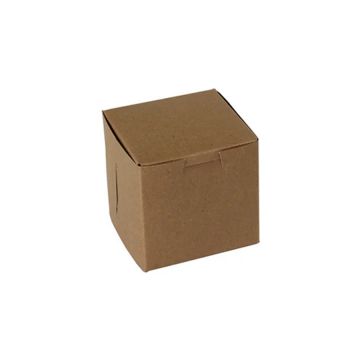 BOXit 4" x 4" x 4" Kraft One Piece Lock Corner Bakery Box - 200 Count