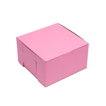 BOXit 7" x 7" x 4" Strawberry One Piece Lock Corner Bakery Box - 200 Count