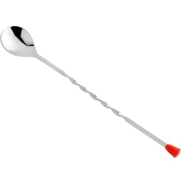 Bar Spoon With Twisted Handle & Red Cap - 11"