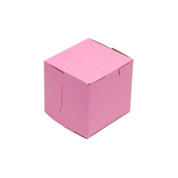 BOXit 4" x 4" x 4" Strawberry One Piece Lock Corner Bakery Box - 200 Count