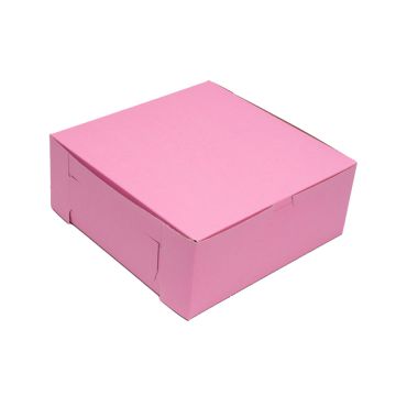 BOXit 10" x 10" x 4" Strawberry One Piece Lock Corner Bakery Box - 100 Count