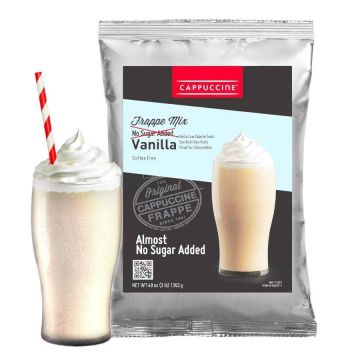 Cappuccine (Almost) No Sugar Added Vanilla - Coffee-Free Frappe Mix - 3 lb. Bag