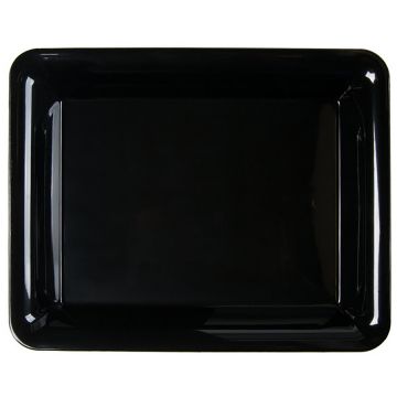 Fineline Black 10" x 8" Rectangular Plastic Catering Tray - 25 Count