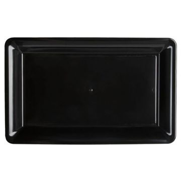 Fineline Black 18" x 12" Rectangular Plastic Catering Tray - 20 Count