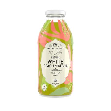 Harney & Sons Organic White Peach Matcha Green Iced Tea - 12/16 oz. Case