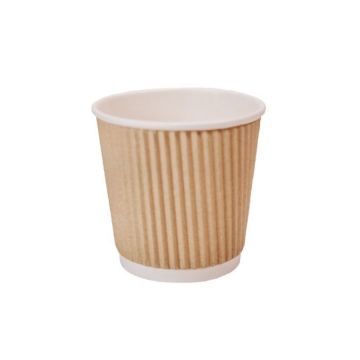 IMEX Vision 4 oz. Kraft Ripple Paper Hot Cups (62mm)