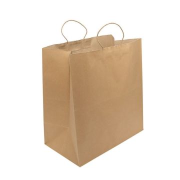 Karat Newport 16.9" x 9.4" x 17.7" Kraft Paper Shopping Bag - 150 Count