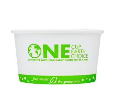 Karat Earth 12 oz. White & Green Hot/Cold Eco-Friendly Compostable Paper Food Container - 500 Count