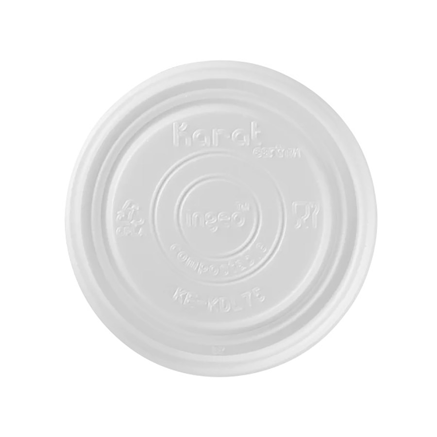 Karat Earth Flat Lid for 4oz Eco Food Container - 1000ct, White