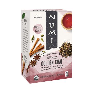 Numi Organic Golden Chai Spiced Assam Black Tea Bags - 18 Count Box