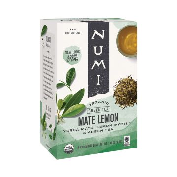 Numi Organic Mate Lemon Green Tea Bags - 18 Count Box