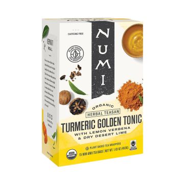 Numi Organic Turmeric Golden Tonic Herbal Tea Bags - 12 Count Box