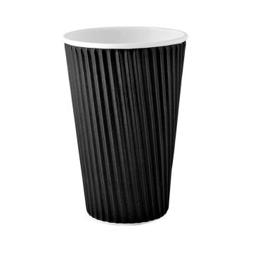 Detpak 16 oz. Black Ripple-Wrap Hot Cups (90mm)