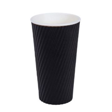 Detpak 20 oz. Black Ripple-Wrap Hot Cups (90mm)