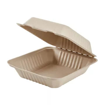 Karat Earth 8" x 8" Eco-Friendly PFAS Free Natural Bagasse Clamshell - 200 Count